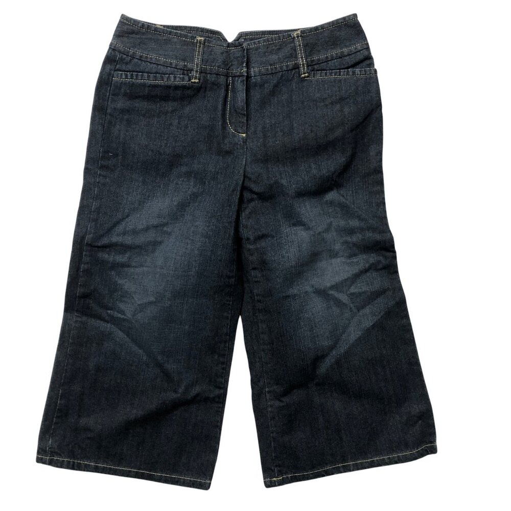 Liz Claiborne Jean Crop Pants Womens Size 6 Blue Denim Capri Wide Leg Shorts NEW